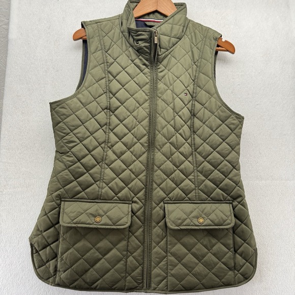 Tommy Hilfiger Jackets & Blazers - Tommy Hilfiger Women's Army Green Quilted Front Zip Vest Size L Thyme Outdoors